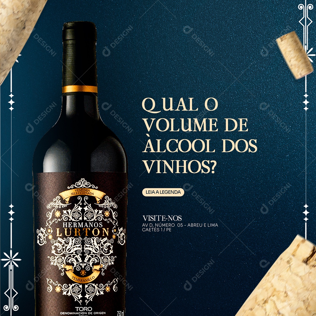 Qual o Volume de Àlcool Dos Vinhos Casa de Vinho Social Media PSD Editável