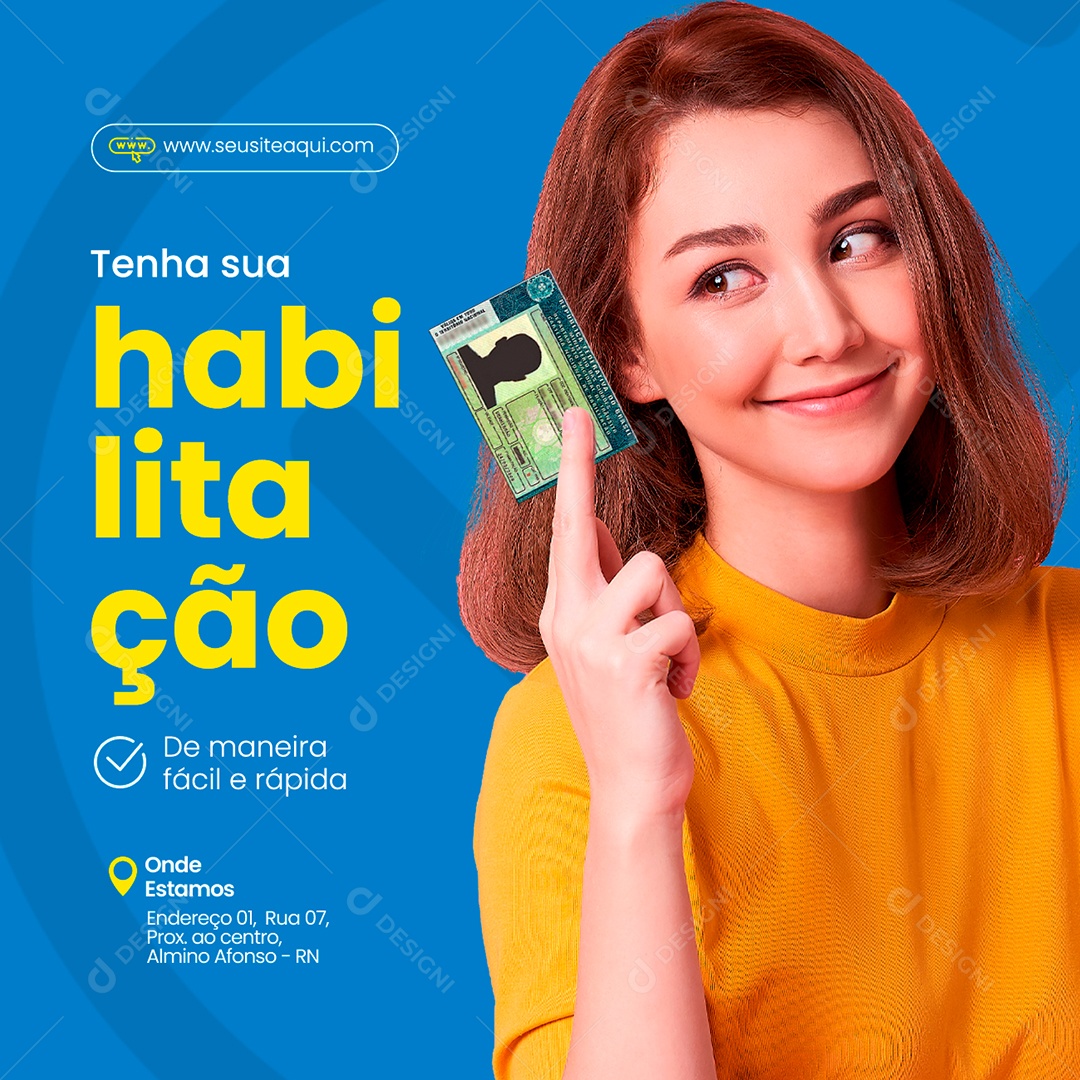 Tenha Sua Habilitação de Maneira Fácil Auto Escola Social Media PSD Editável