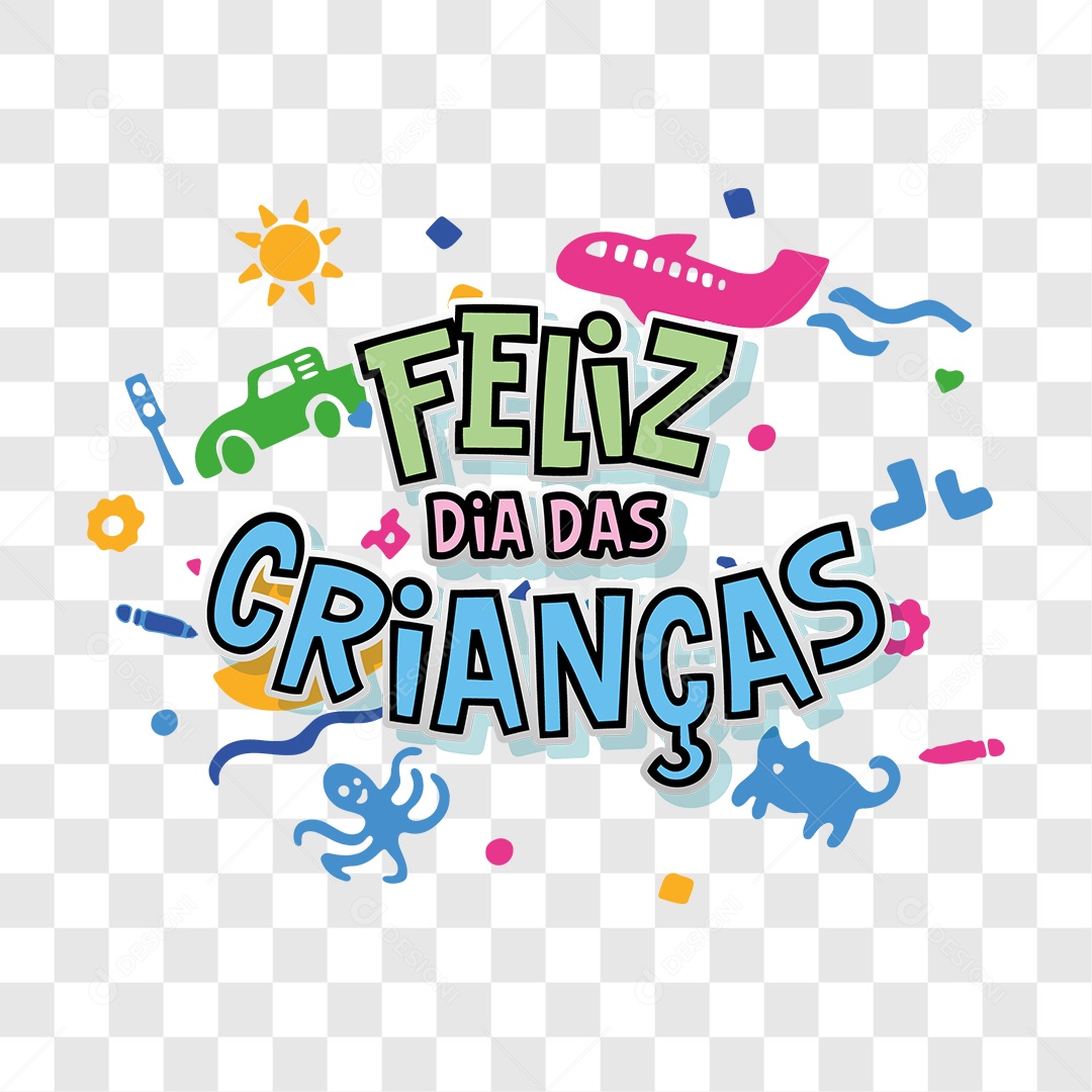 Lettering Feliz Dia Das Crianças EPS + PNG