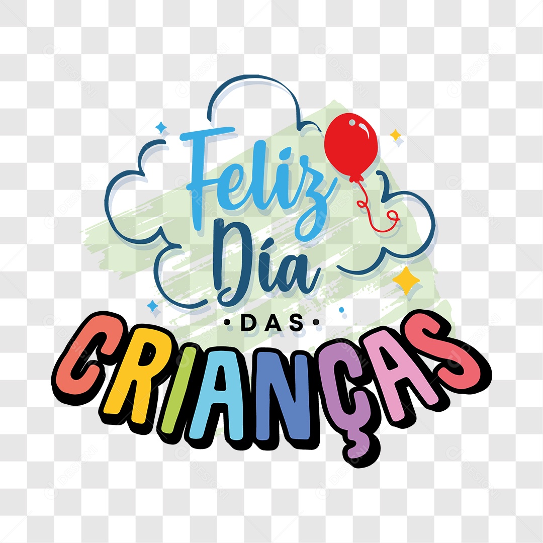 Lettering Feliz Dia Das Crianças EPS + PNG