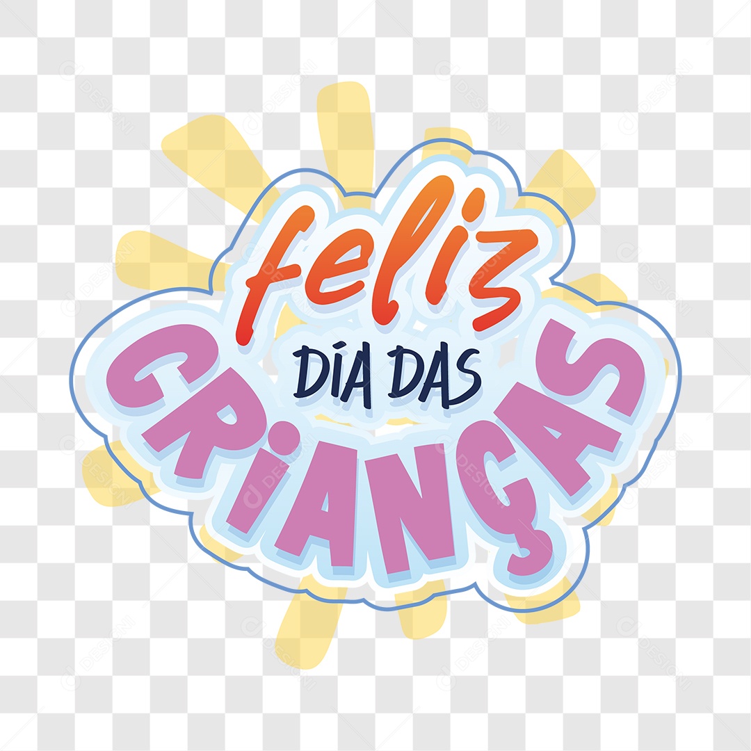 Lettering Feliz Dia Das Crianças EPS + PNG