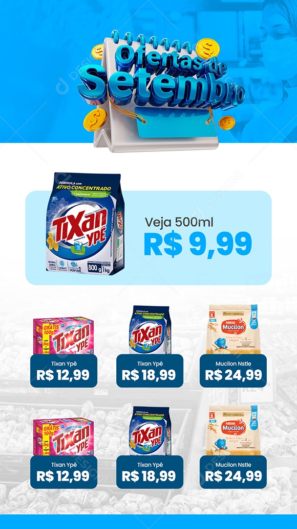 Story Encarte Ofertas de Setembro Supermercado Social Media PSD Editável