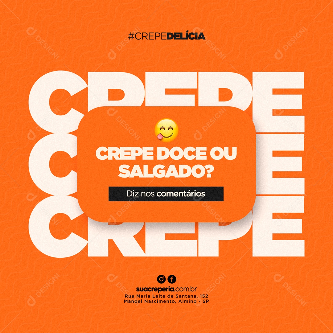 Crepe Doce ou Salgado Diz Nos Comentários Creperia Social Media PSD Editável