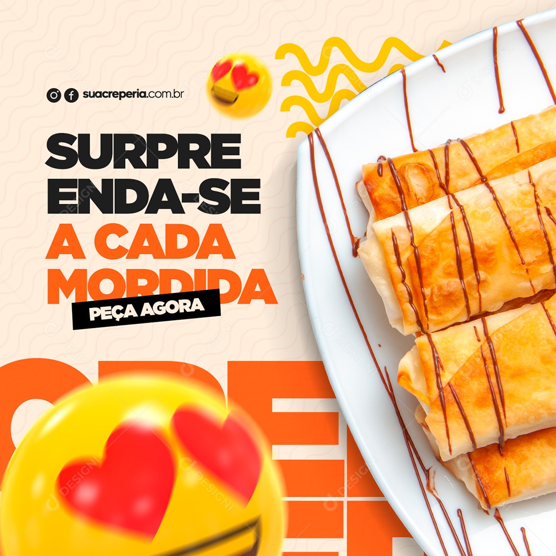 Surprise Yourself With Every Bite Order Now Creperia Social Media Editable PSD