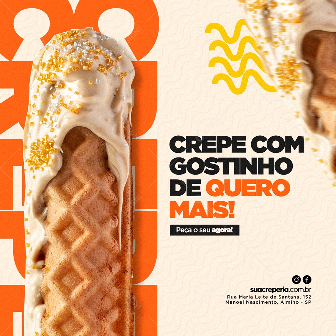 Crepe Com Gostinho de Quero Mais Creperia Social Media PSD Editável