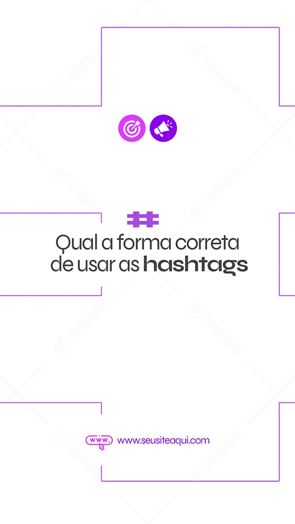 Story Qual a Forma Correta de Usar as Hastags Marketing Digital Social Media PSD Editável