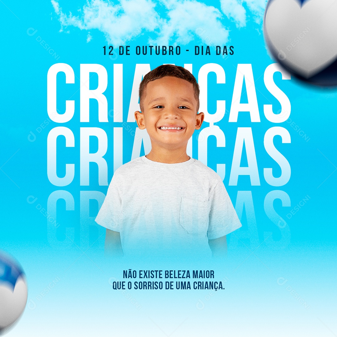 Não Existe Beleza Maior Que o Sorriso de Uma Criança Dia das Crianças Social Media PSD Editável