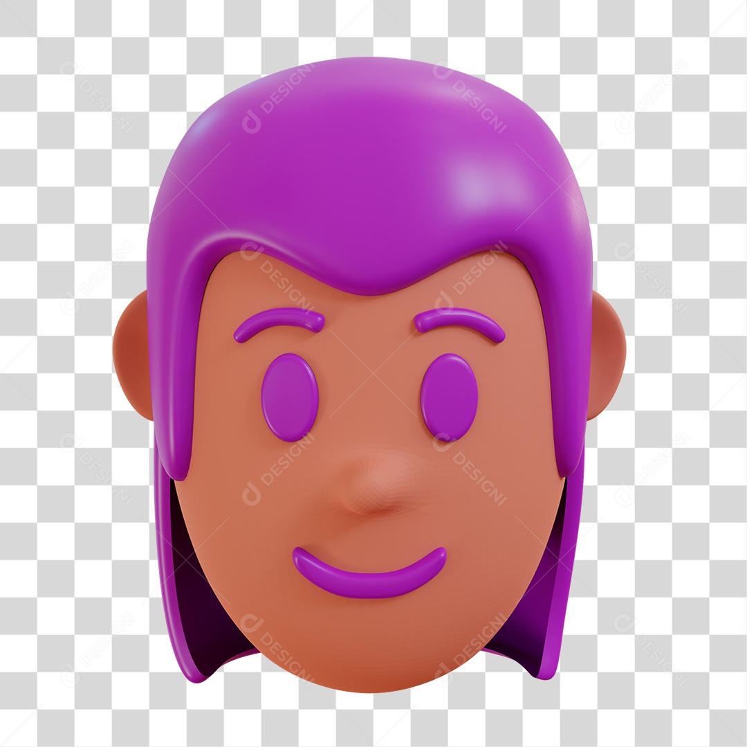 Avatar de Rosto Feminino Cabelo Roxo PNG Transparente
