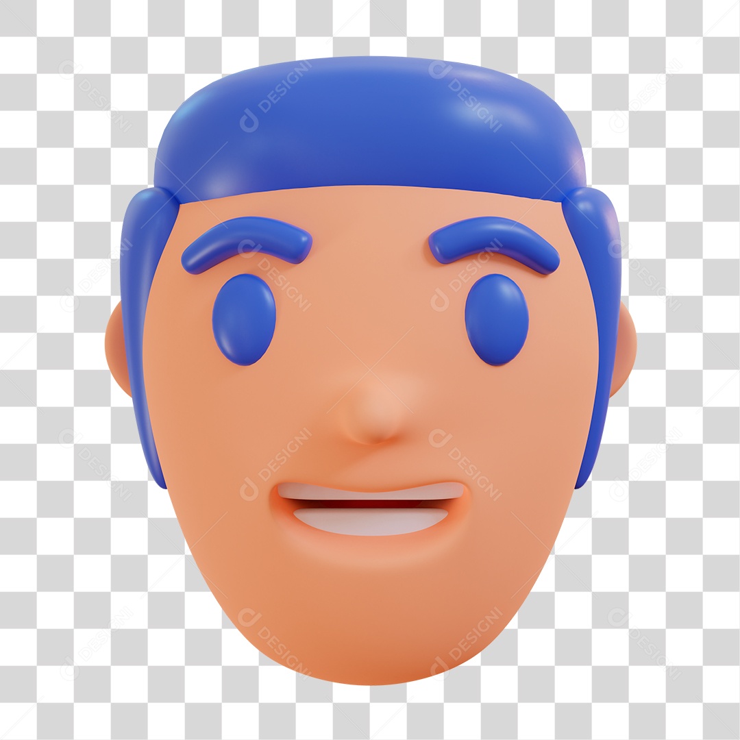 Avatar de Rosto de Homem de Cabelo Azul PNG Transpare