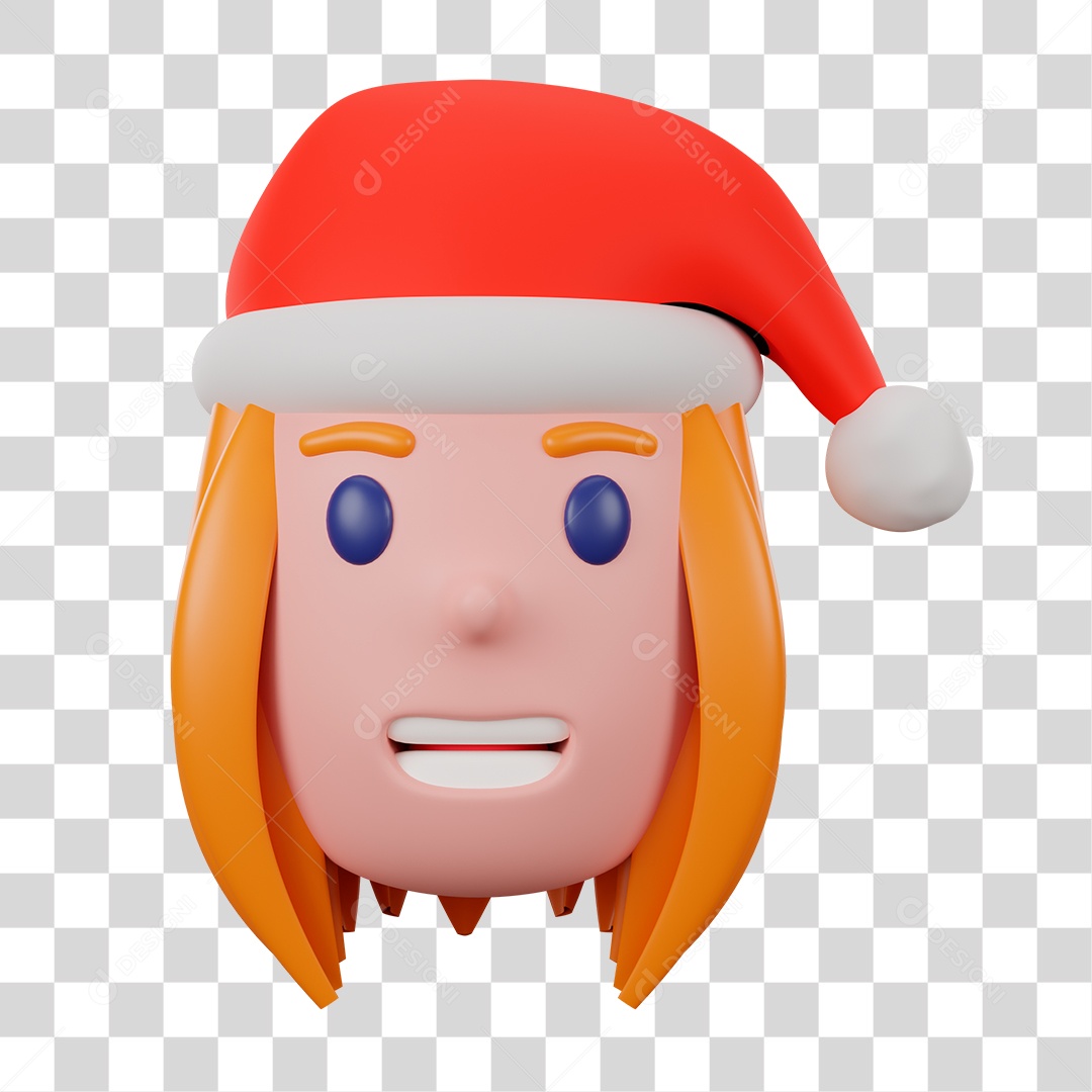 Avatar de Rosto Feminino com Gorro de Natal PNG Transparente