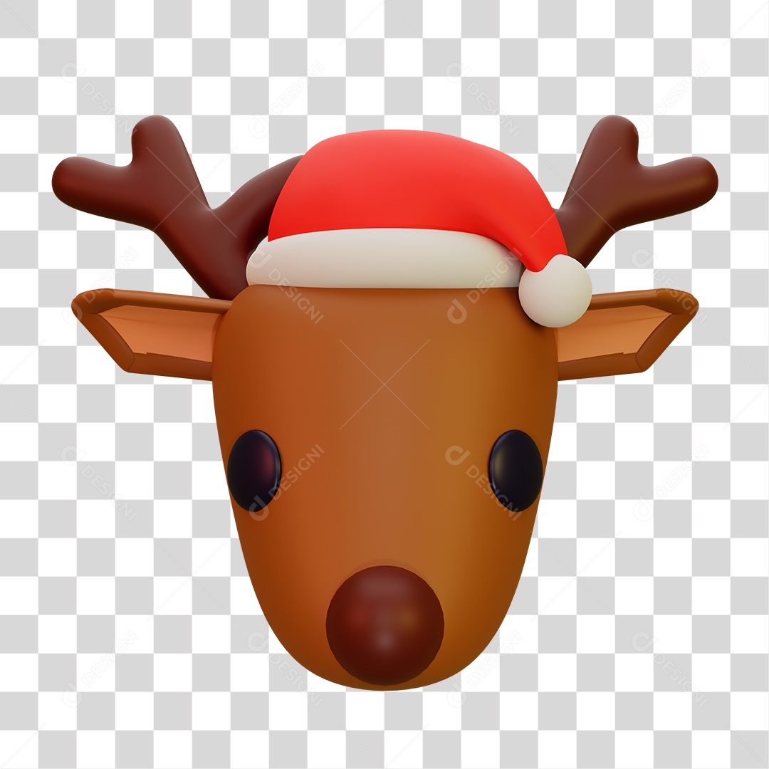 Avatar da Cabeça de Rena do Papai Noel PNG Transparente