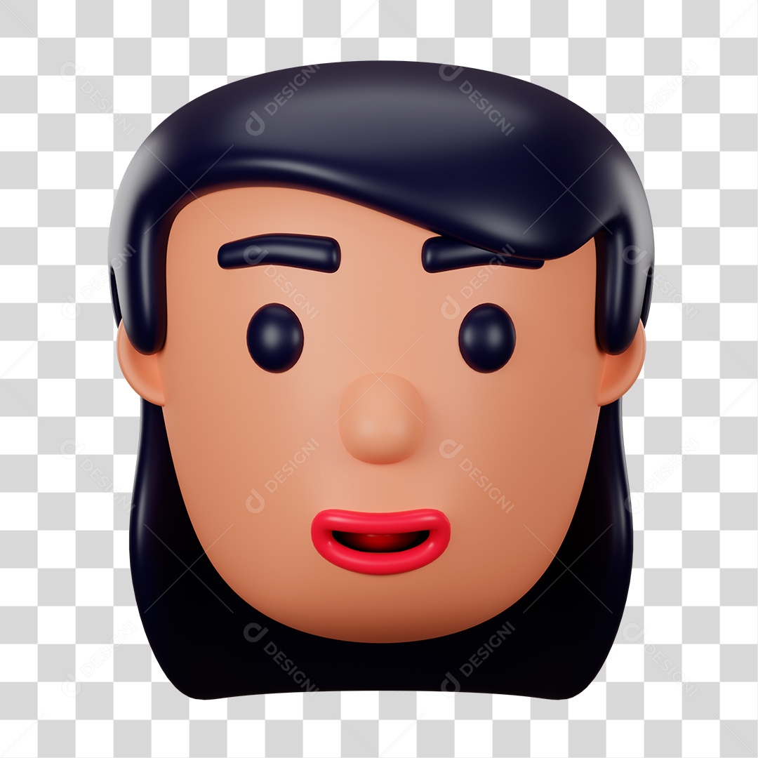 Avatar de Rosto Feminino Cabelo Preto PNG Transparente