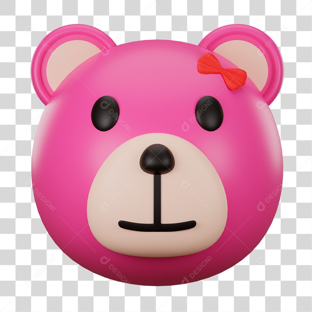 Avatar da Cabeça de Urso Rosa PNG Transparente