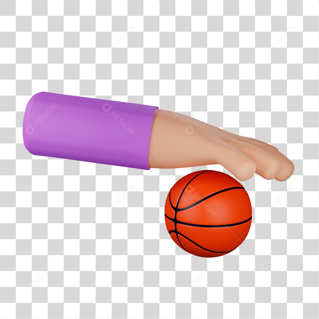 Desenho de Mão com Bola de Basquete PNG Transparente