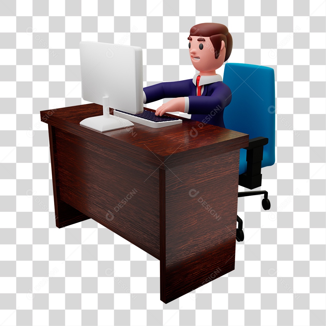 Homem em Mesa de Escritório no Trabalho PNG Transparente