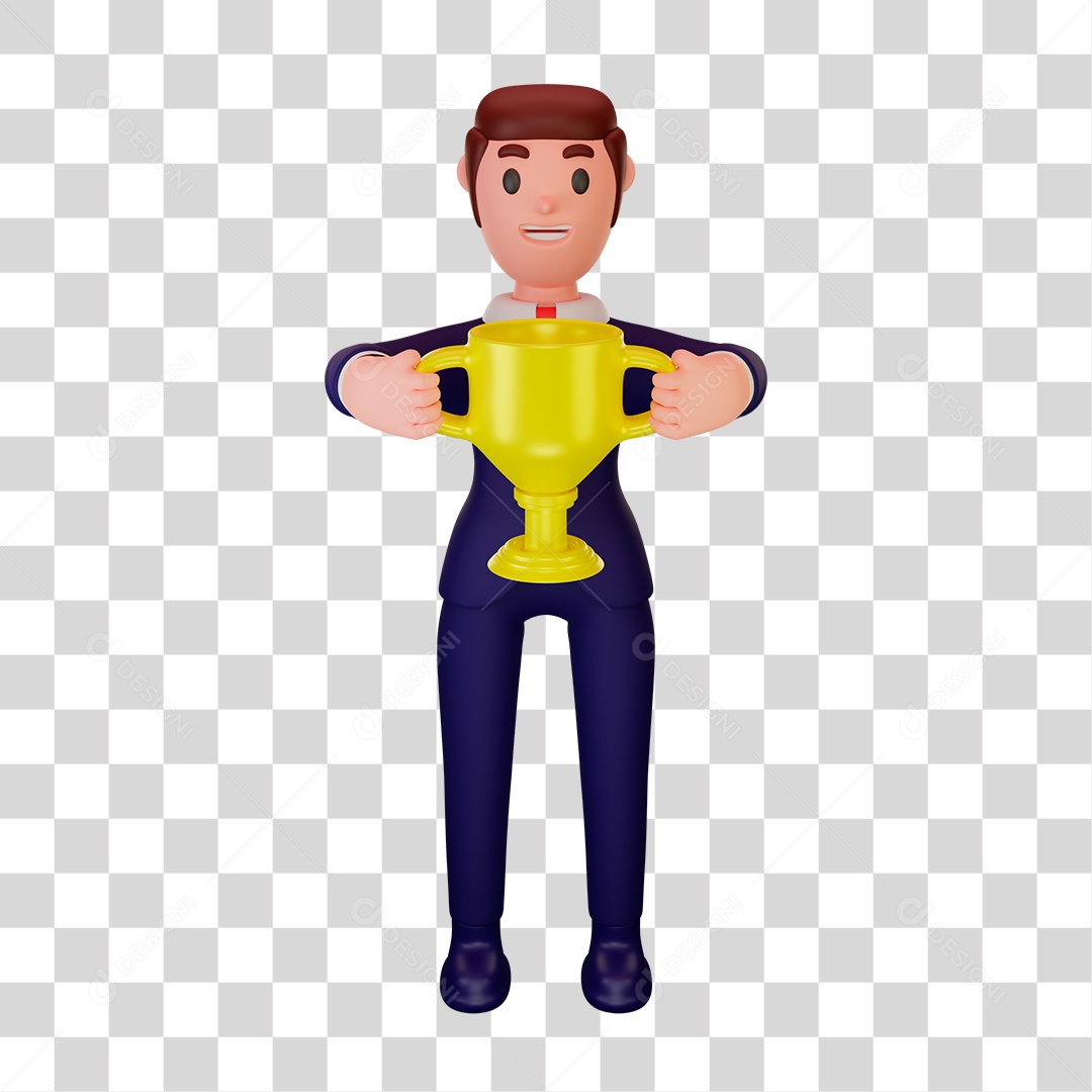 Personagem de Homem com Troféu PNG Transparente