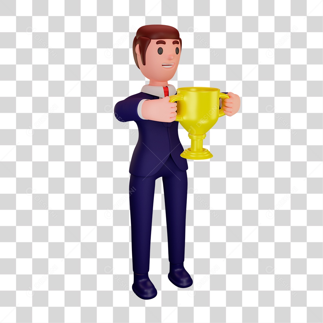 Personagem de Homem com Troféu PNG Transparente