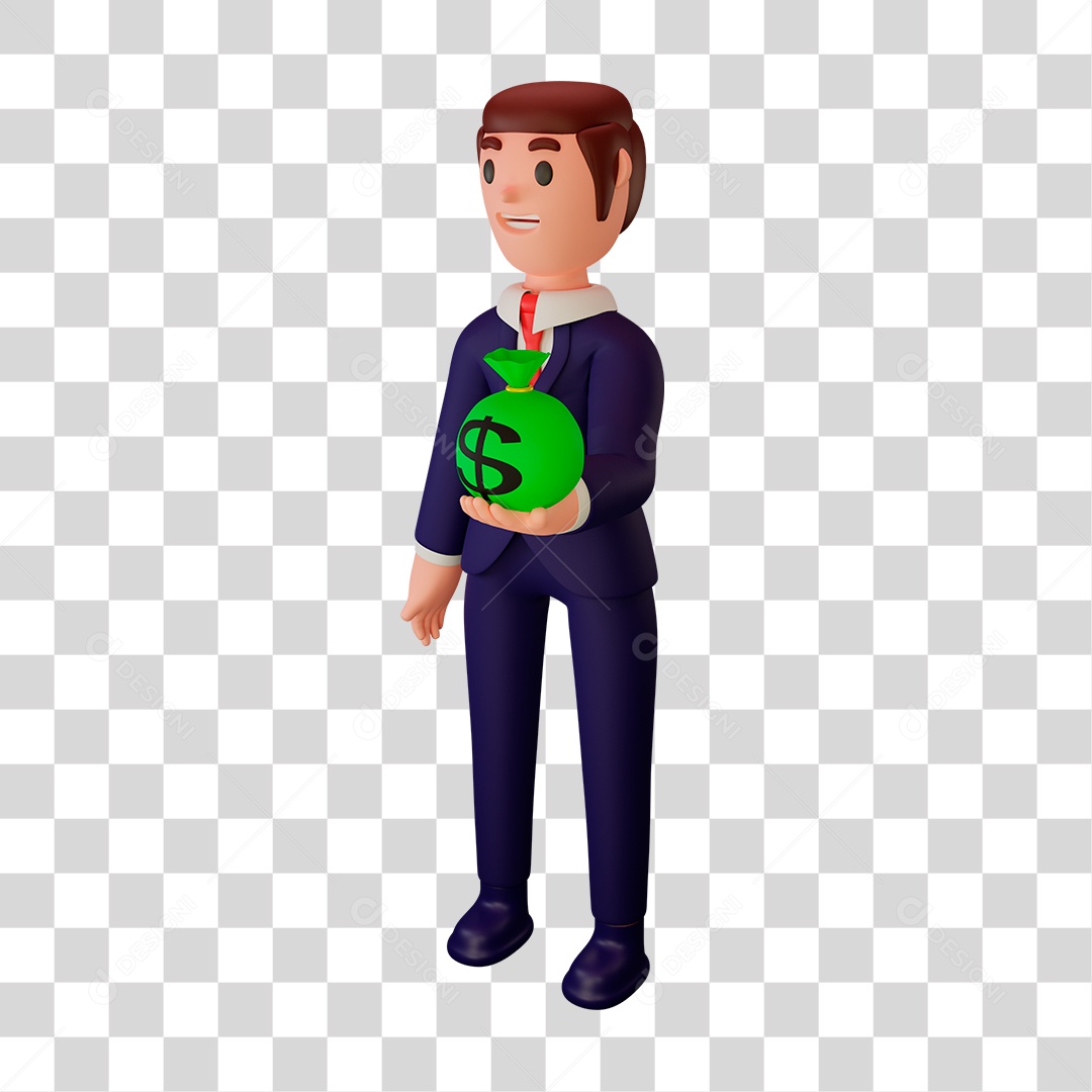 Personagem de Homem com Saco de Dinheiro PNG Transparente