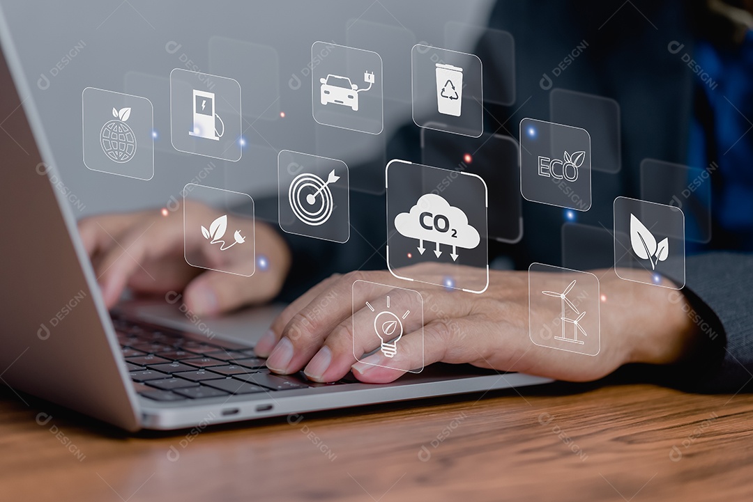 Organizações ou empresas desenvolvem tela virtual de negócios de crédito de carbono.