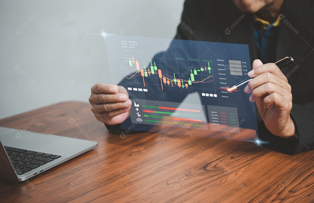 Investimento financeiro mercado de ações crédito de carbono negociação gráfico.