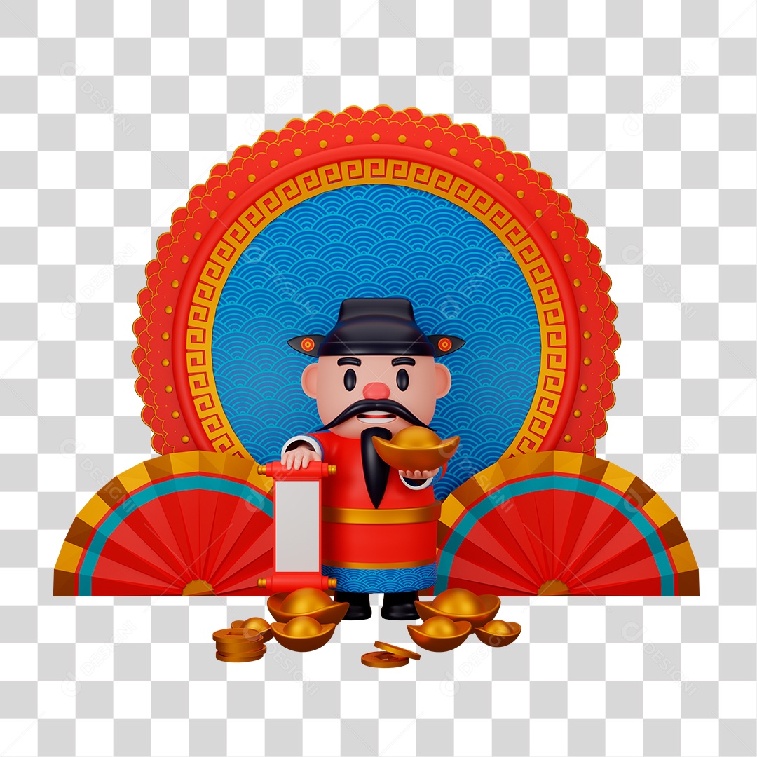 Personagem 3D da Cultura Chinesa PNG Transparente