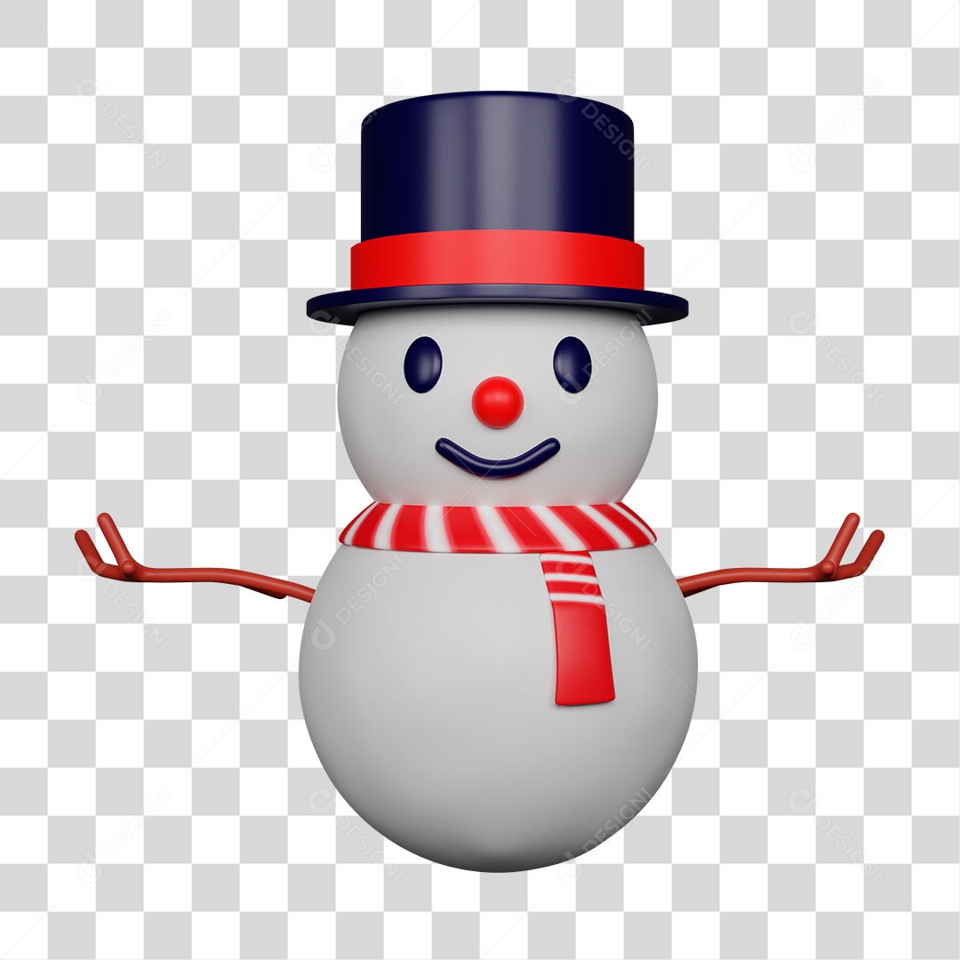 Elemento 3D do Boneco de Neve PNG Transparente