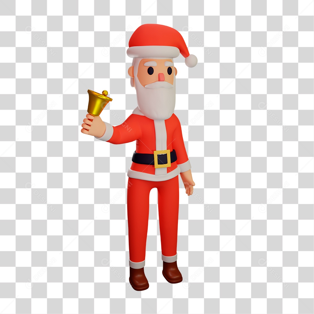 Elemento 3D do Papai Noel com Sino PNG Transparente