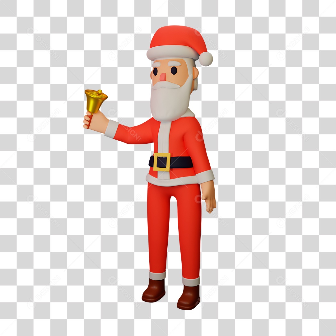 Elemento 3D do Papai Noel com Sino PNG Transparente