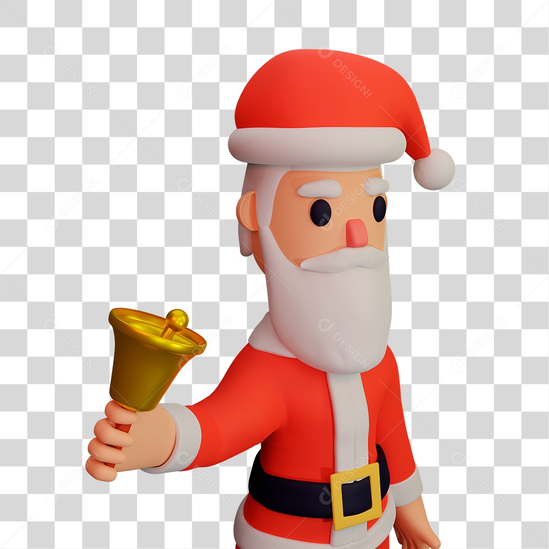 Elemento 3D do Papai Noel com Sino PNG Transparente