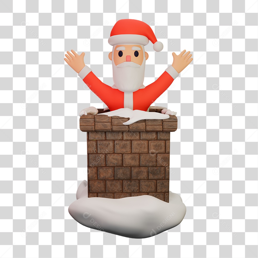 Elemento 3D do Papai Noel na Chaminé PNG Transparente