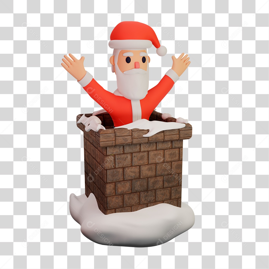 Elemento 3D do Papai Noel na Chaminé PNG Transparente