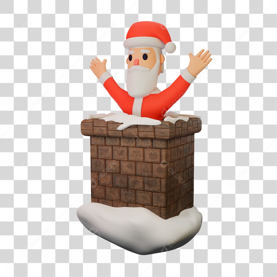 Elemento 3D do Papai Noel na Chaminé PNG Transparente