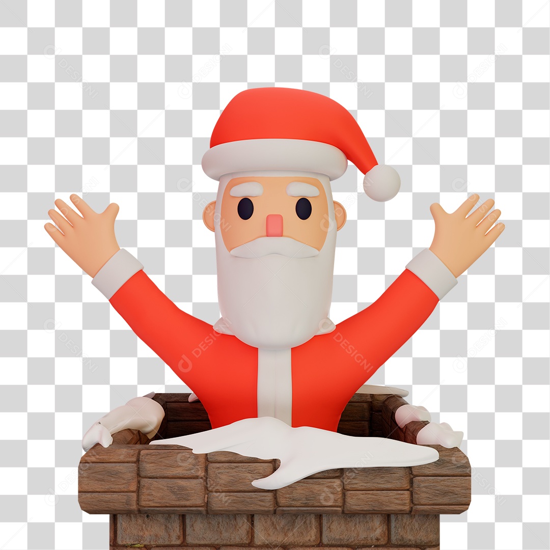 Elemento 3D do Papai Noel na Chaminé PNG Transparente