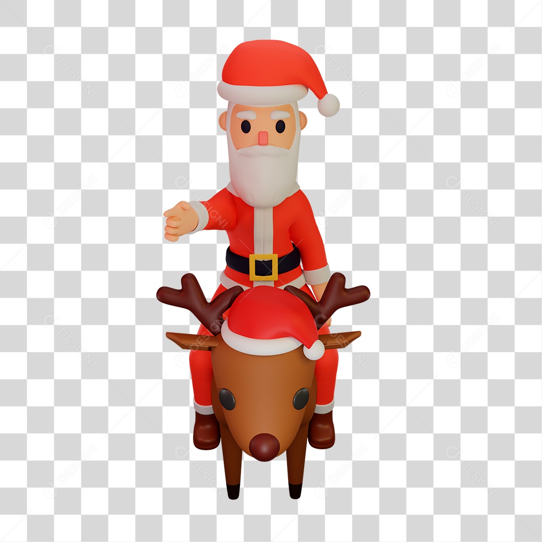 Elemento 3D do Papai Noel na Rena PNG Transparente