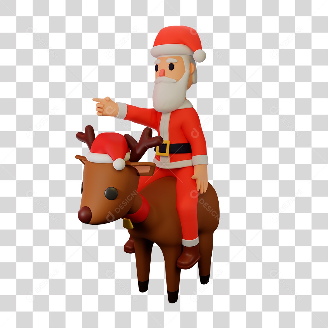 Elemento 3D do Papai Noel na Rena PNG Transparente