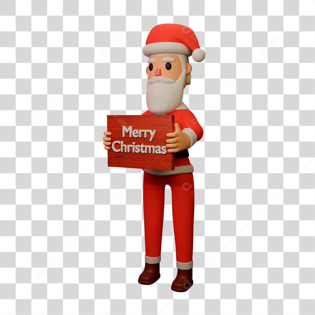 Elemento 3D do Papai Noel PNG Transparente