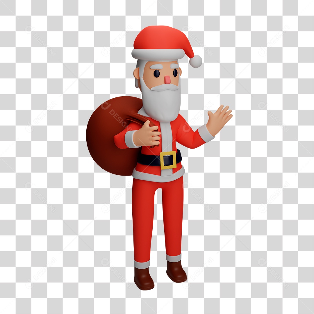 Elemento 3D do Papai Noel PNG Transparente