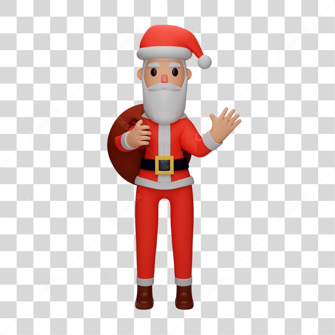 Elemento 3D do Papai Noel PNG Transparente