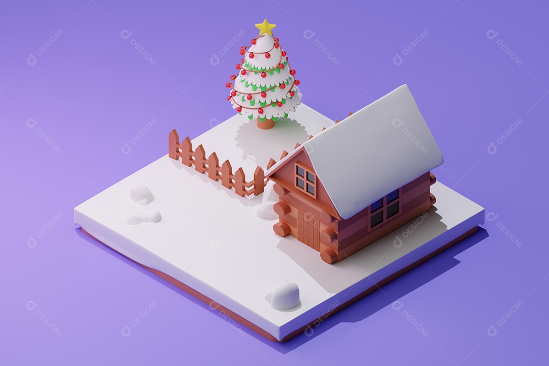 Renderização isométrica 3D com o conceito de natal e ano novo.