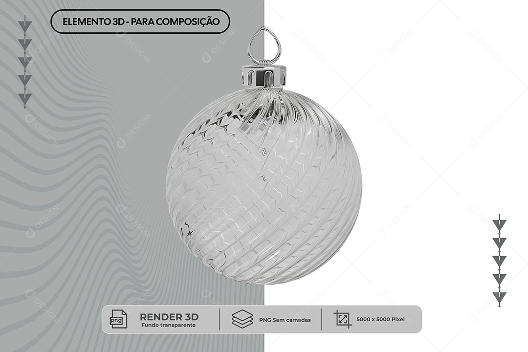 Bola de Natal Feita de Cristal Elemento 3D para Composição PNG Transparente