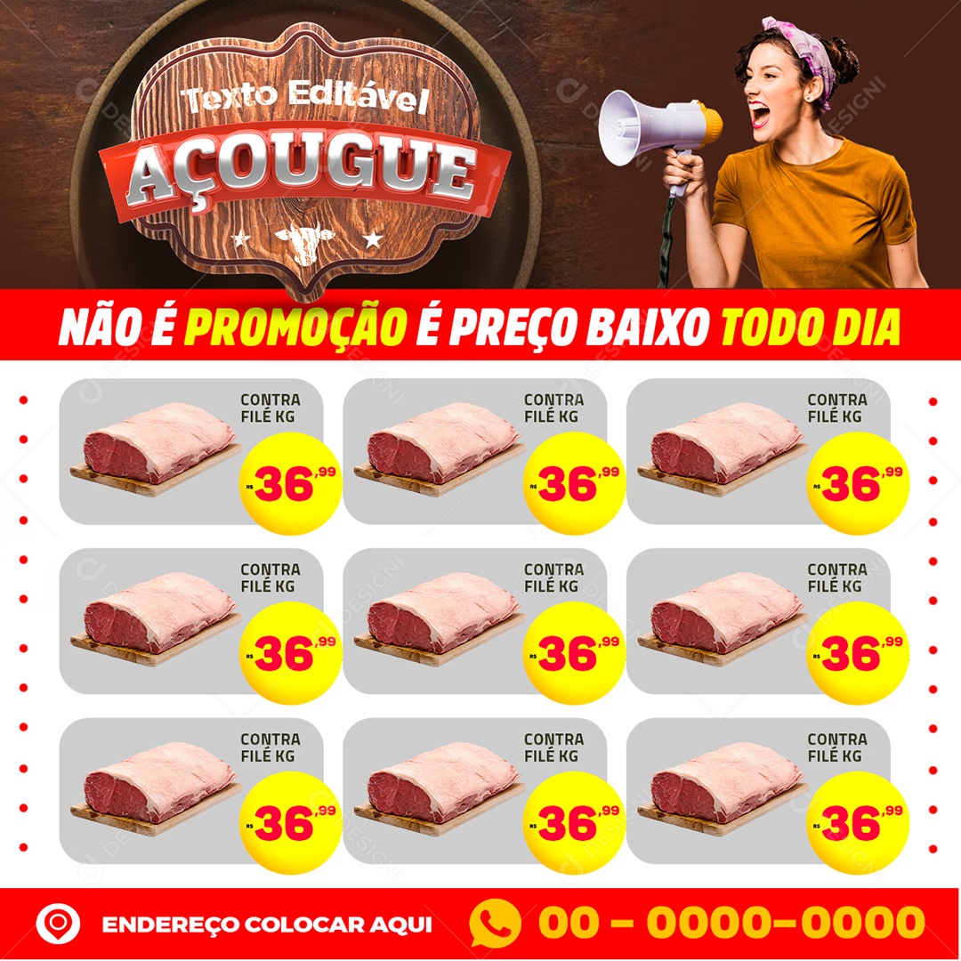 Encarte Promoções em Carnes Açougue Social Media PSD Editável