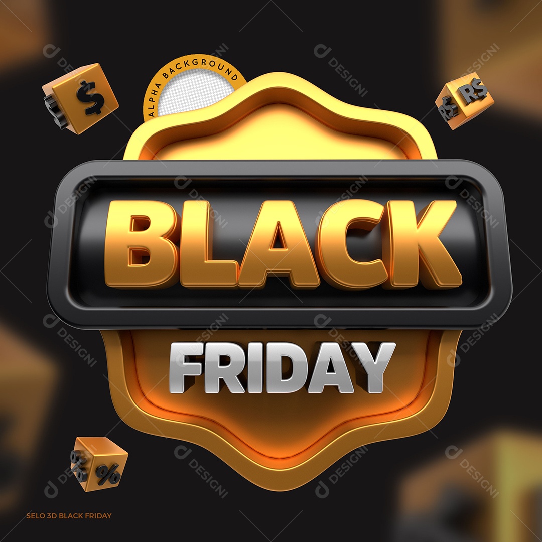 Selo 3D Para Composições Black Friday Promoção PSD