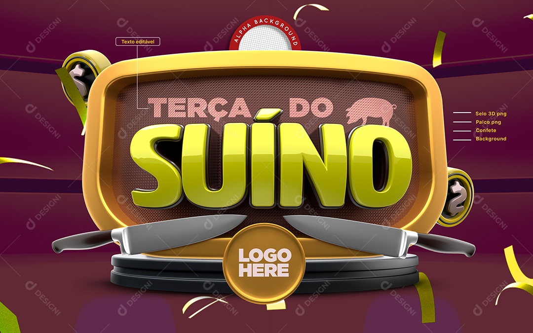 3D Stamp For Pork Tuesday Compositions PSD