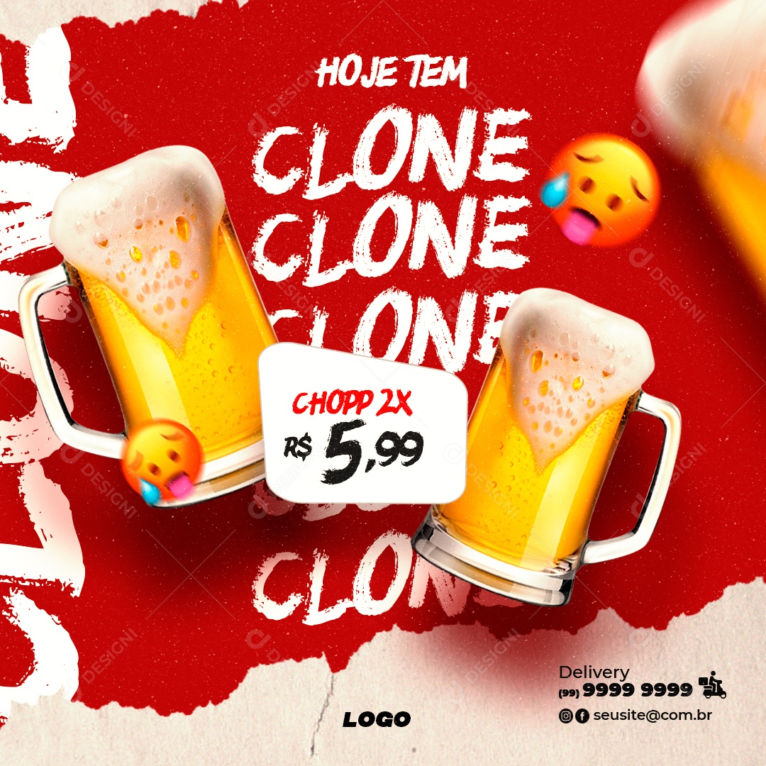 Hoje Tem Clone Chopp Em Dobro Nesse Halloween Social Media PSD Editável