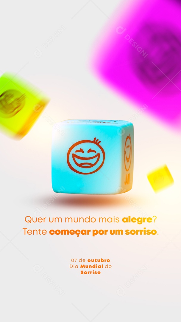 Story Quer Um Mundo Mais Alegre Dia do Sorriso 7 de Outubro Social Media PSD Editável