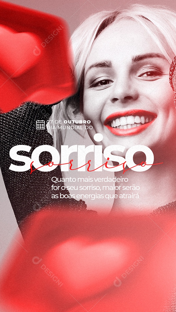 Story Quanto Mais Verdadeiro For o Seu Sorriso Maior Serão as Boas Energias Dia do Sorriso Social Media PSD Editável