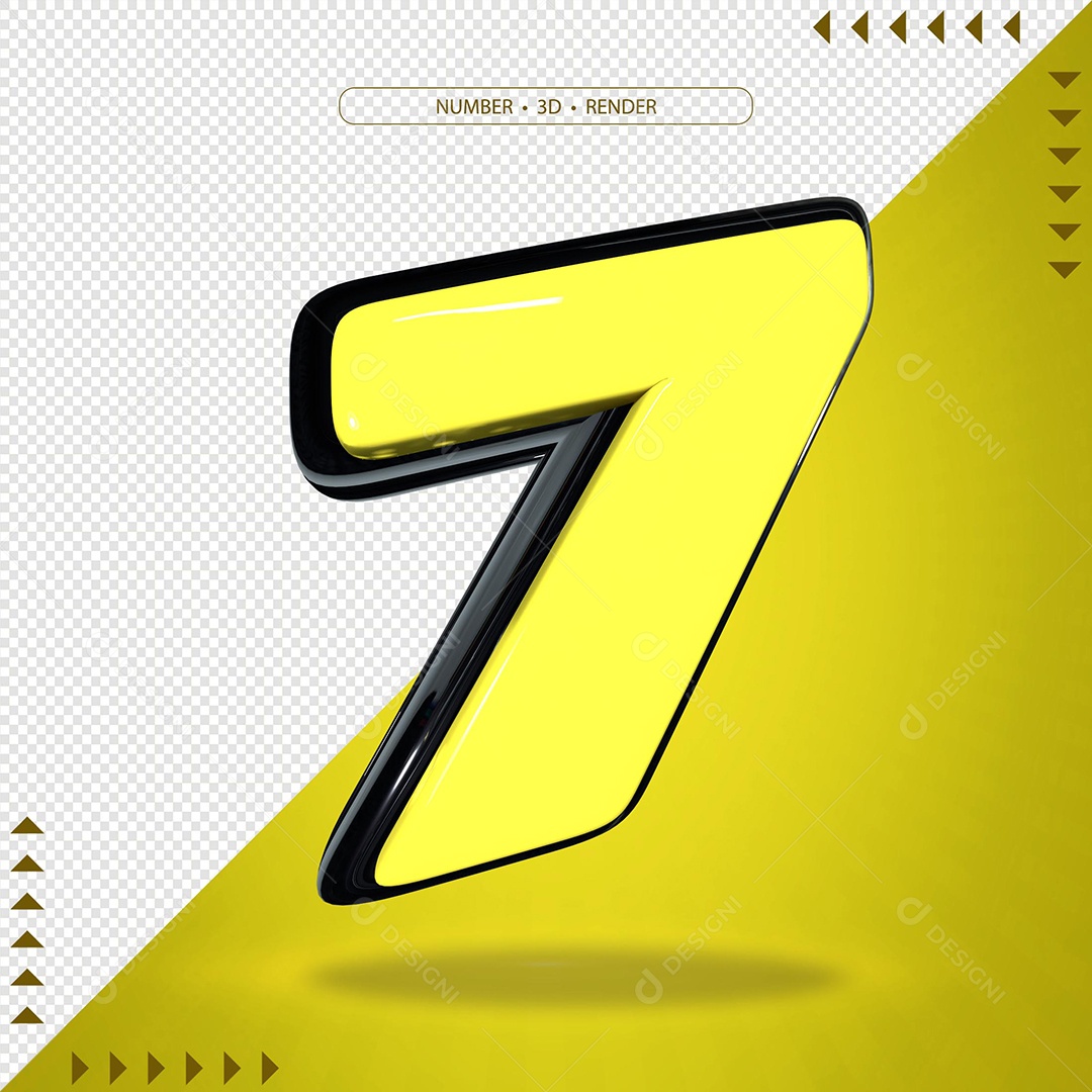 Elemento 3D Para Composição Número 7 Amarelo PSD