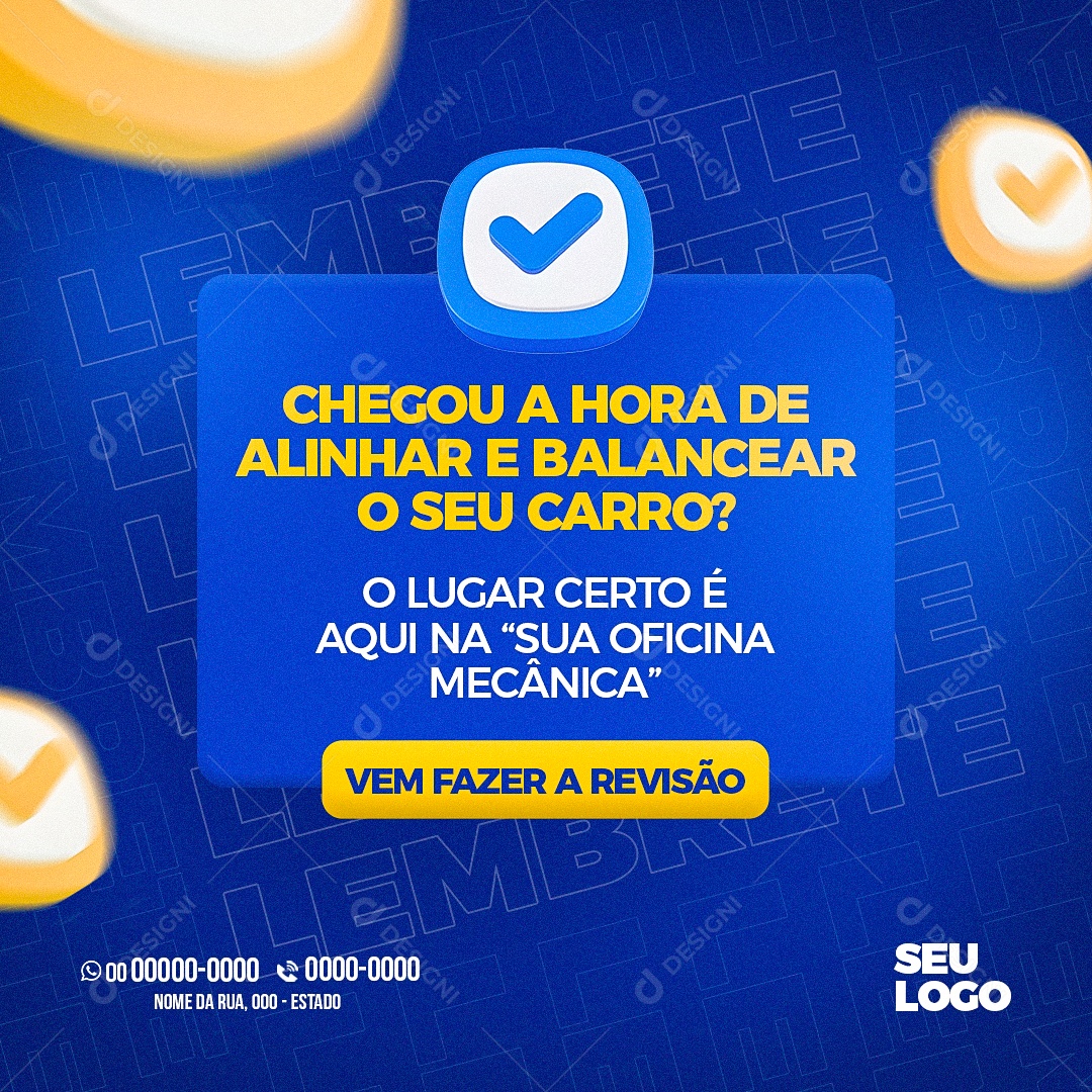 Chegou A Hora De Alinhar E Balancear O Seu Carro Social Media PSD Editável