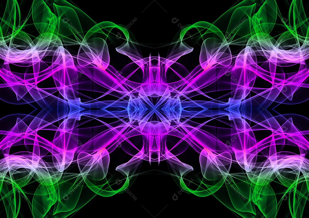 Formas abstratas fractais de fumaça brilhante. Fundo futurista