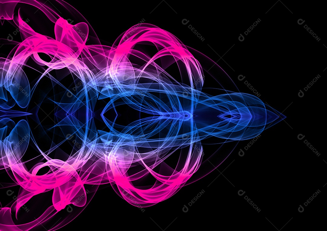 Formas abstratas fractais de fumaça brilhante. Fundo futurista